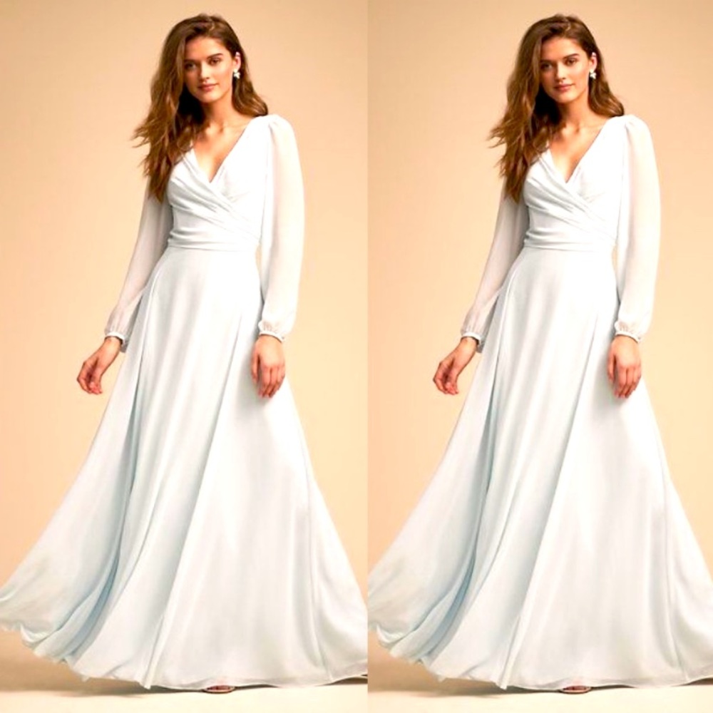 BHLDN light blue v neck gown